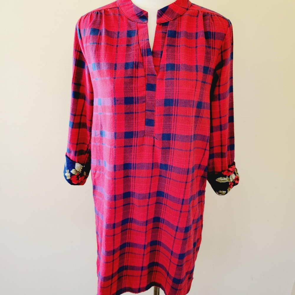 Bellamie plaid flannel shirt dress size small